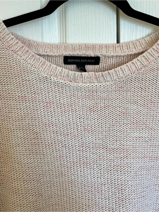 Banana Republic Sweaters - Pink Blush 100% Cotton Knit Women's Top - Boat Neck, 3/4 Sleeves & High-Low Hem